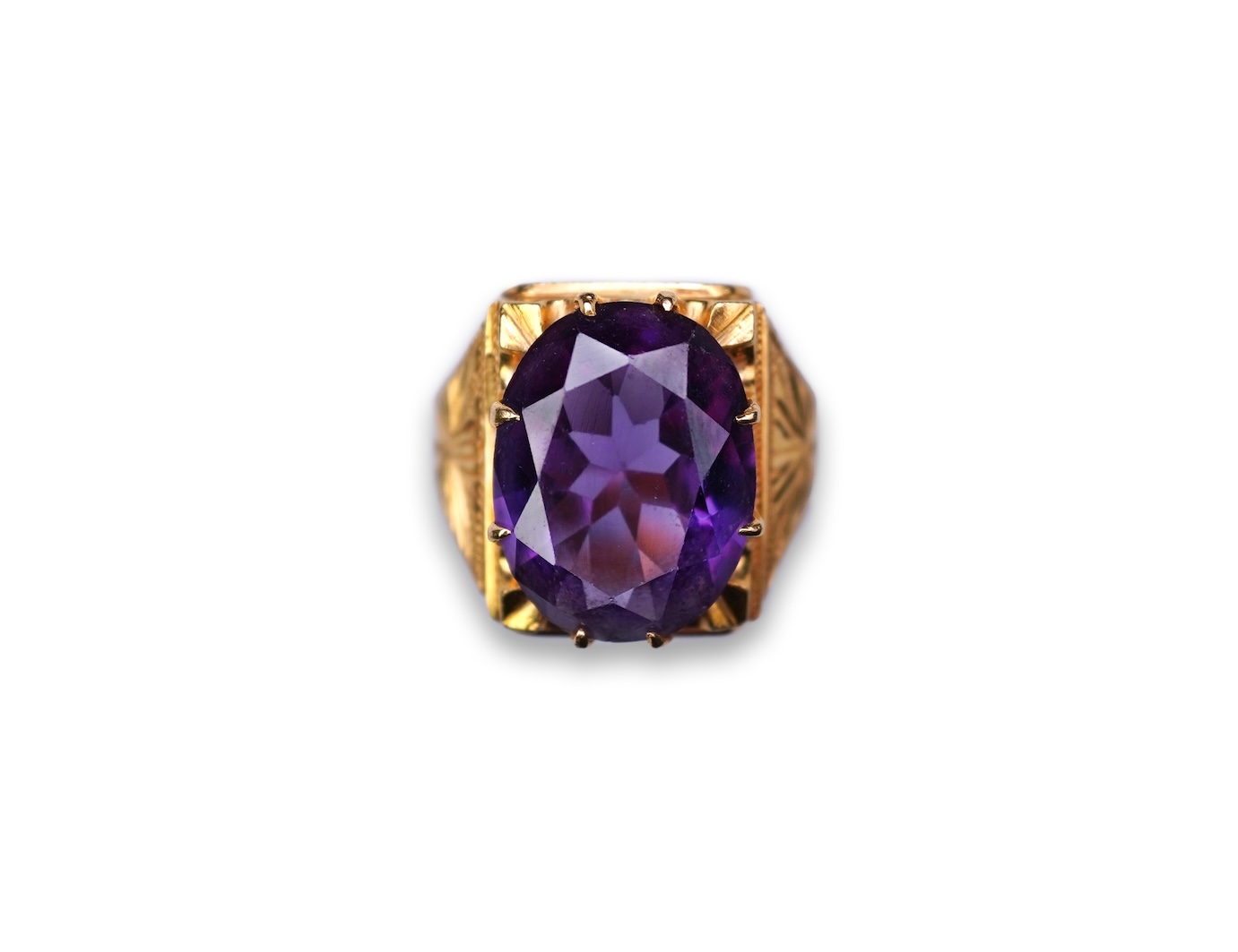 A synthetic sapphire ring